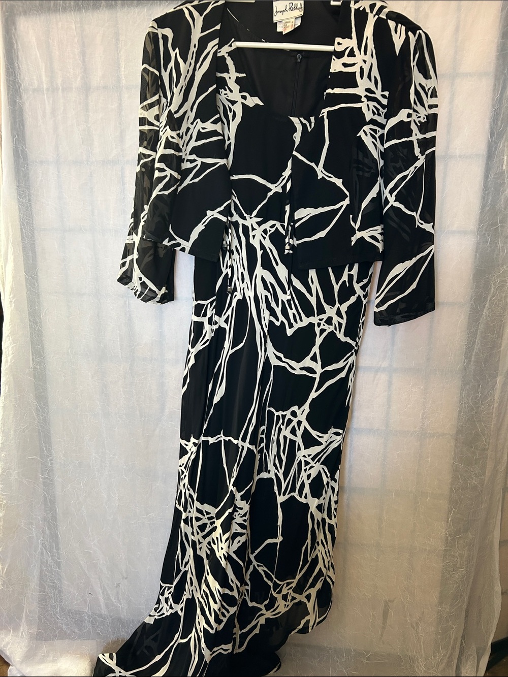 Joseph Ribkoff sleeveless black and white cocktail dress with jacket size 10